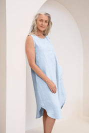 Chloe Linen Dress Ice Blue