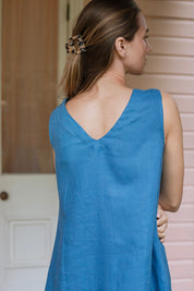 Cynthia Linen Dress Element Blue