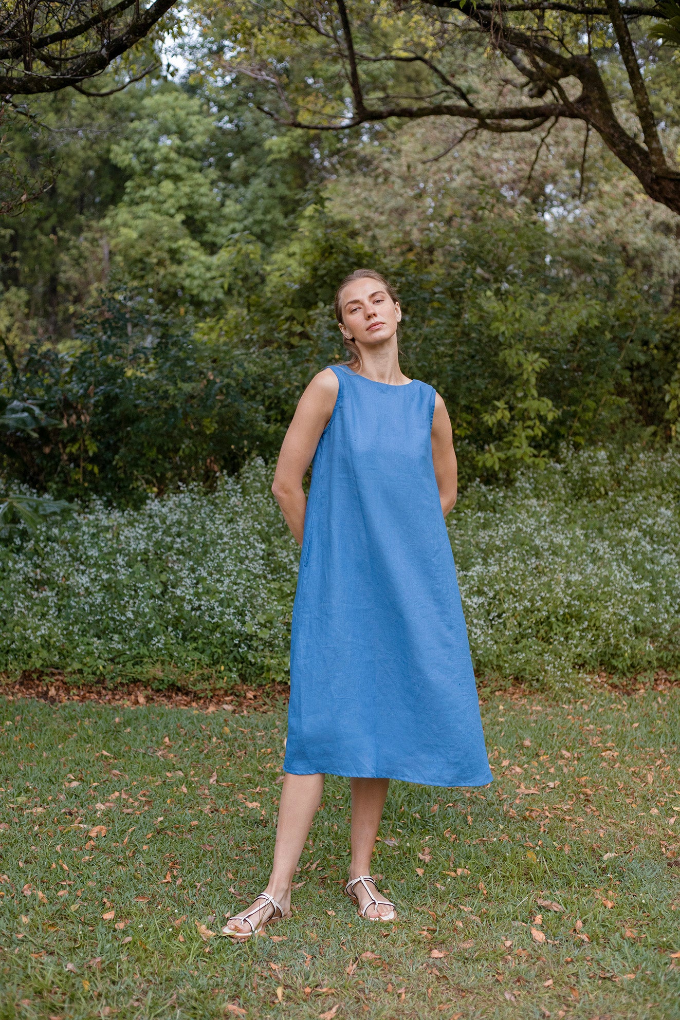 Cynthia Linen Dress Element Blue