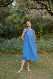 Cynthia Linen Dress Element Blue