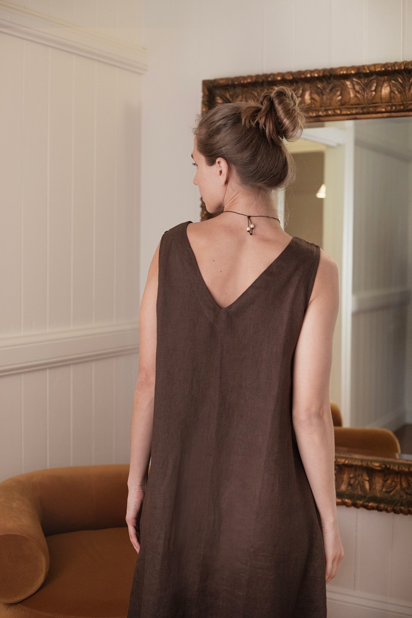 Cynthia Linen Dress Cocoa