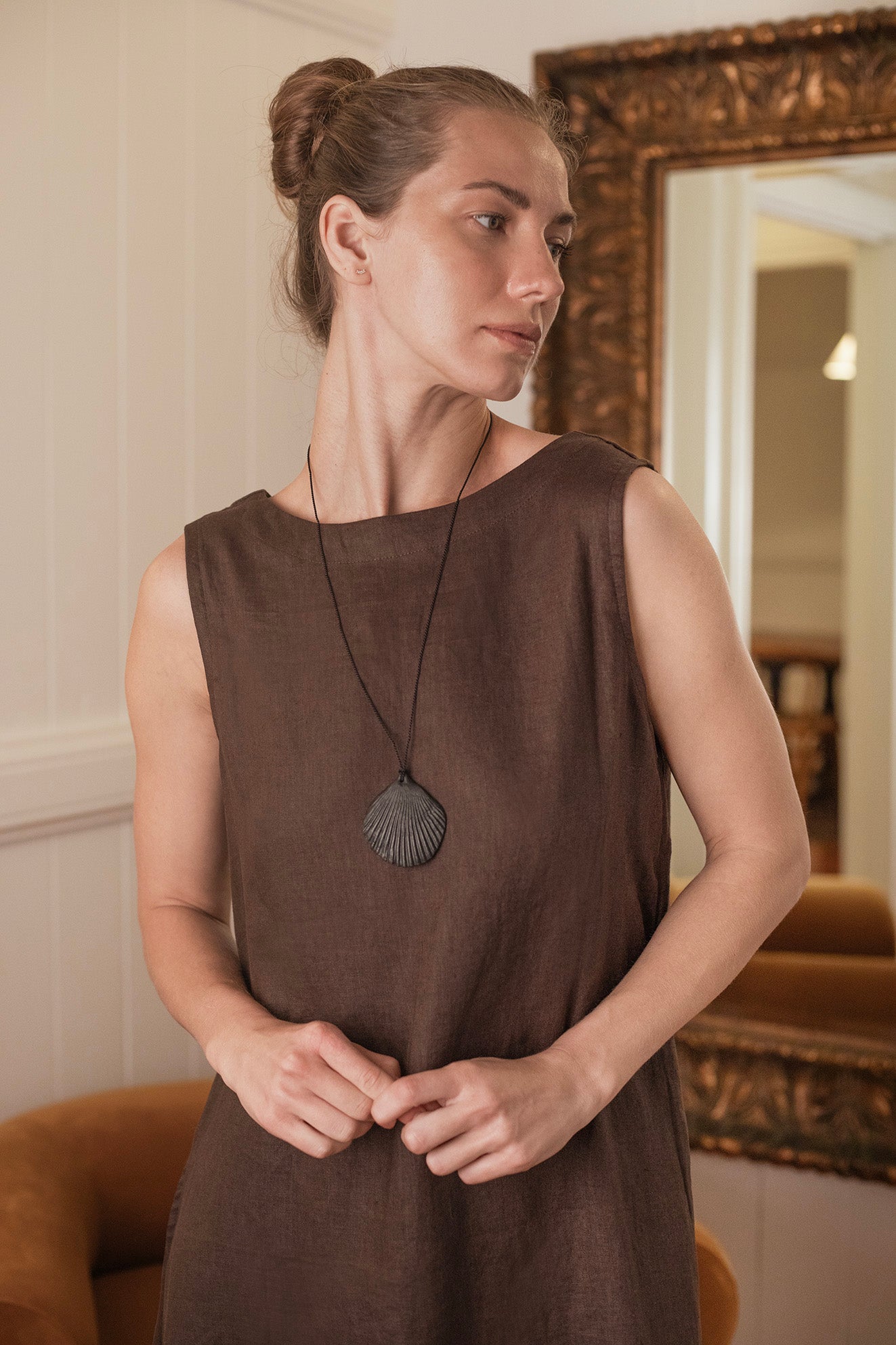 Cynthia Linen Dress Cocoa