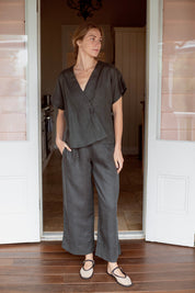 Liv Linen Top Charcoal