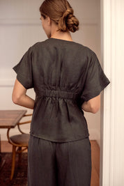 Liv Linen Top Charcoal