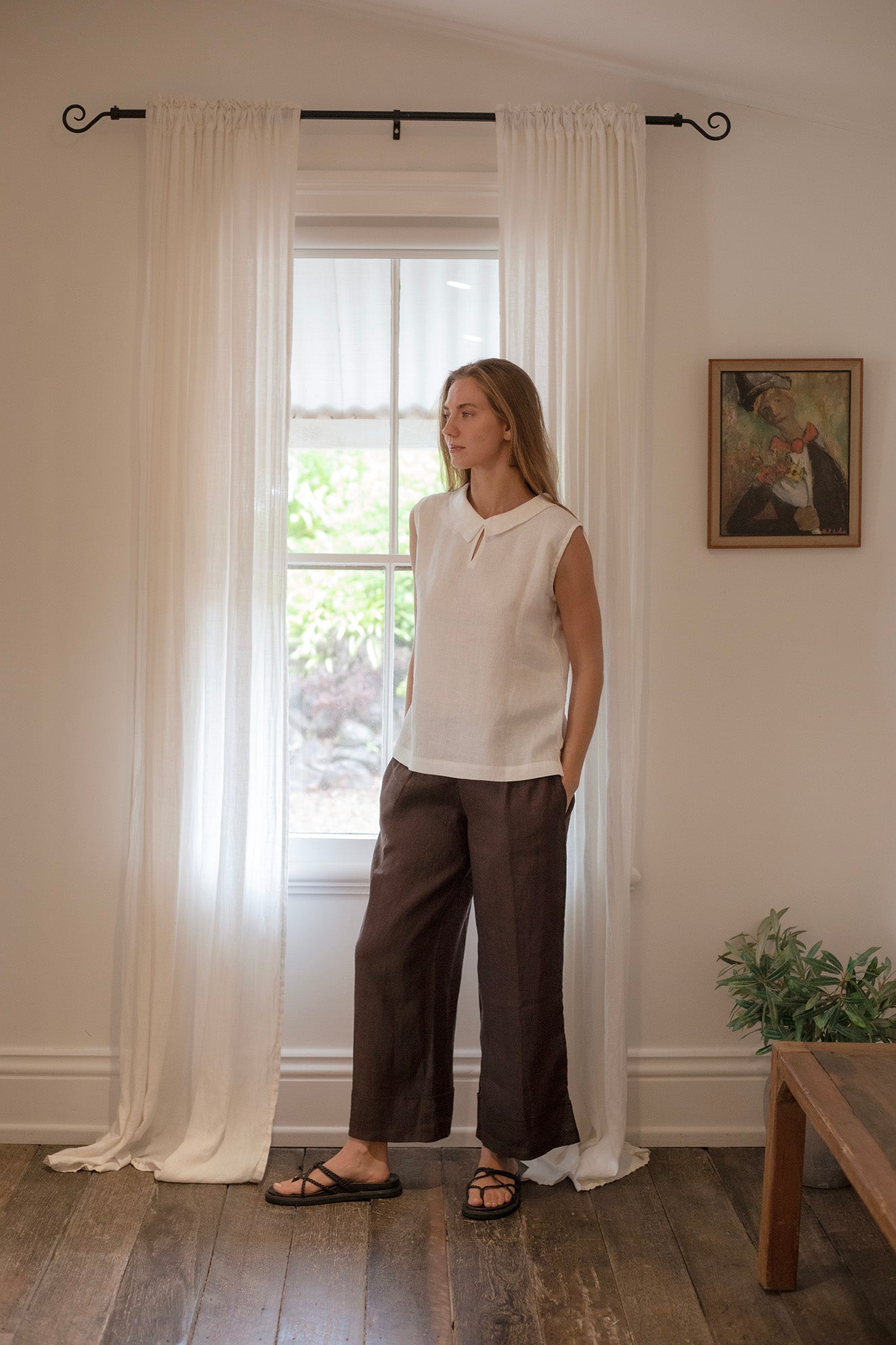 Celine Linen Top Warm White