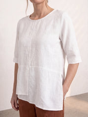 Adele Linen Top Warm White