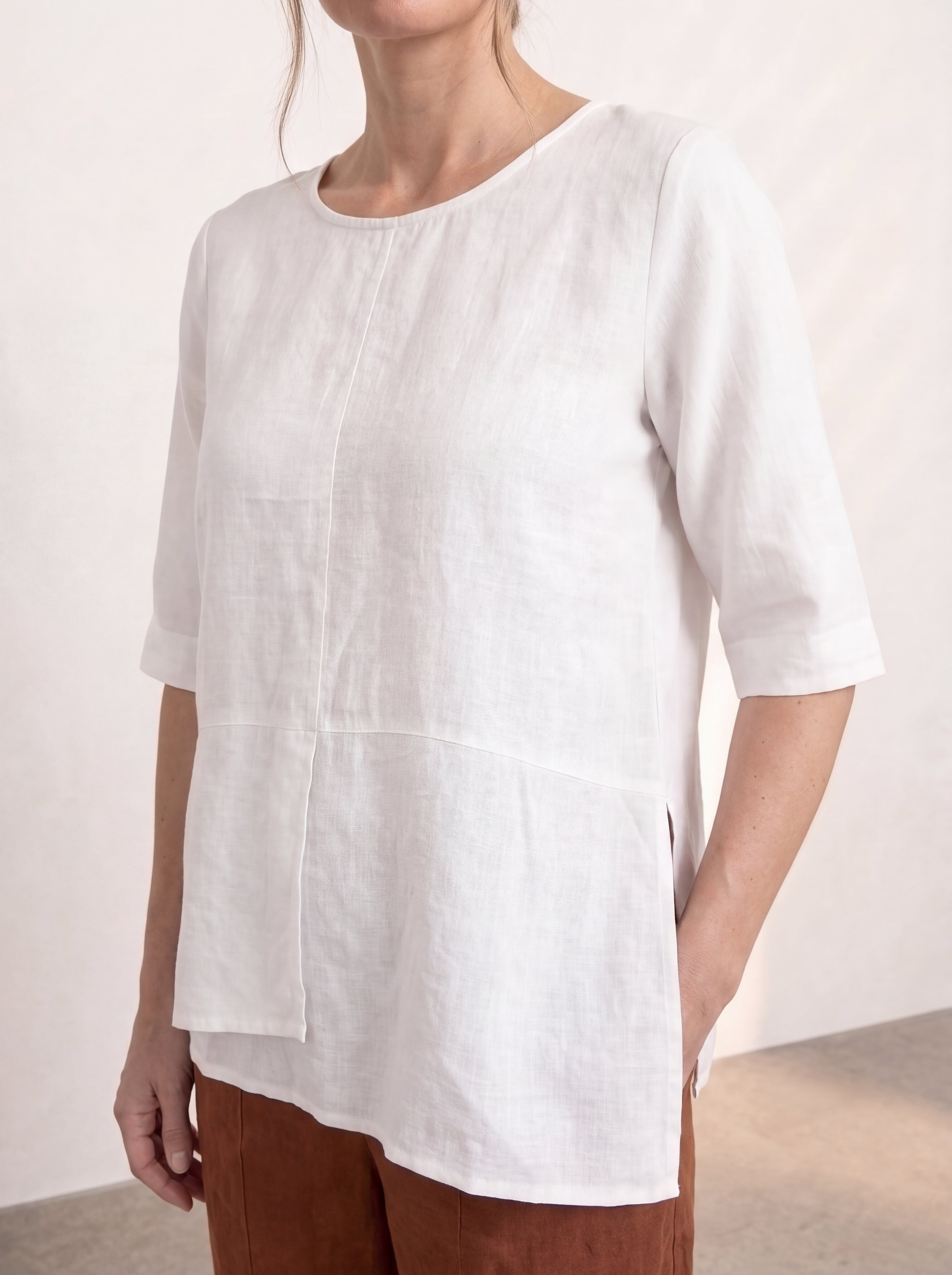 Adele Linen Top Warm White