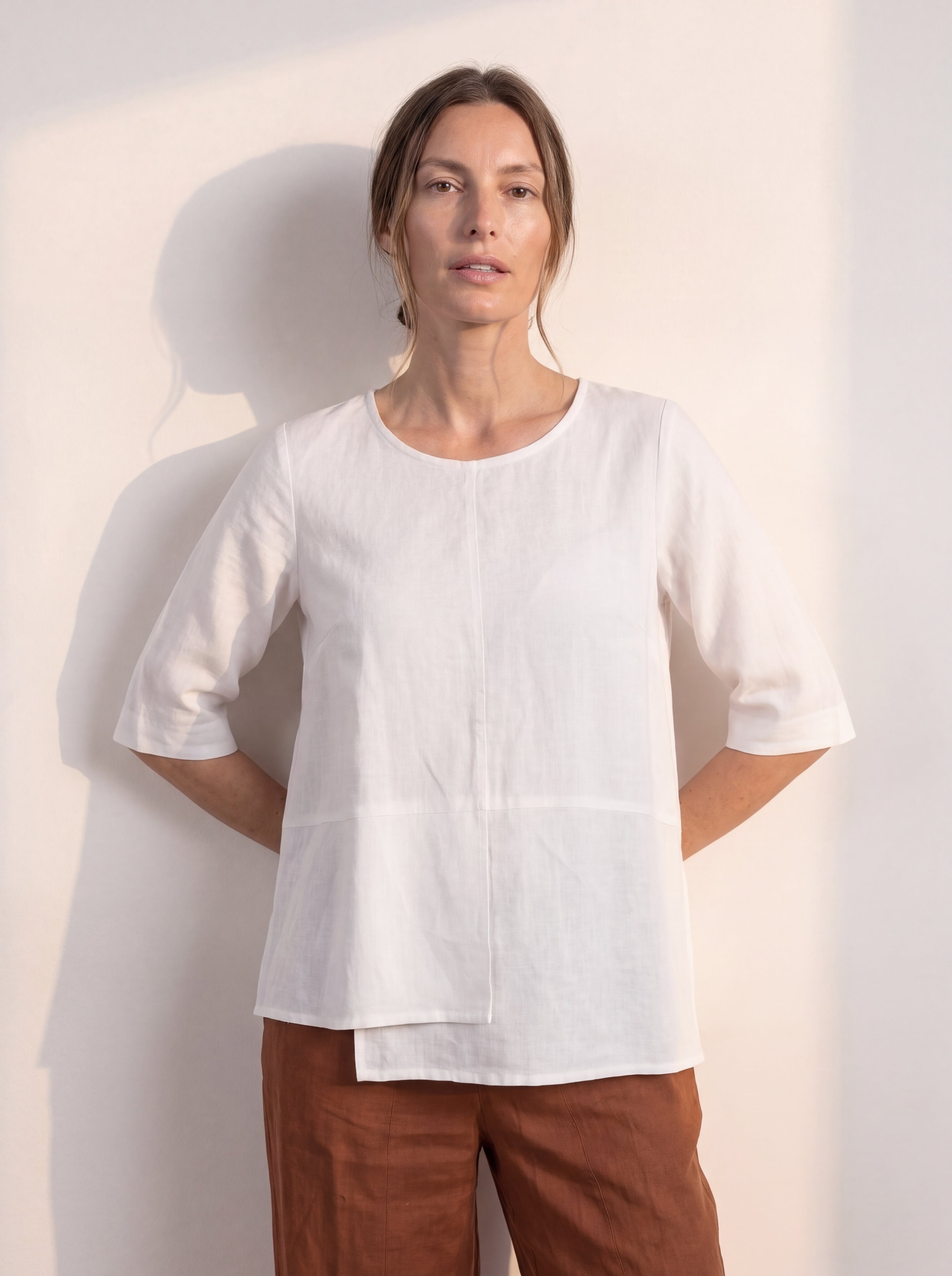 Adele Linen Top Warm White