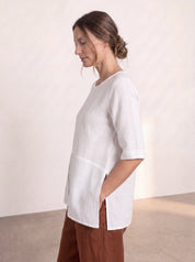 Adele Linen Top Warm White