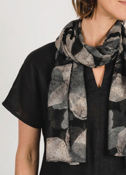 Black Abstract Floral Scarf