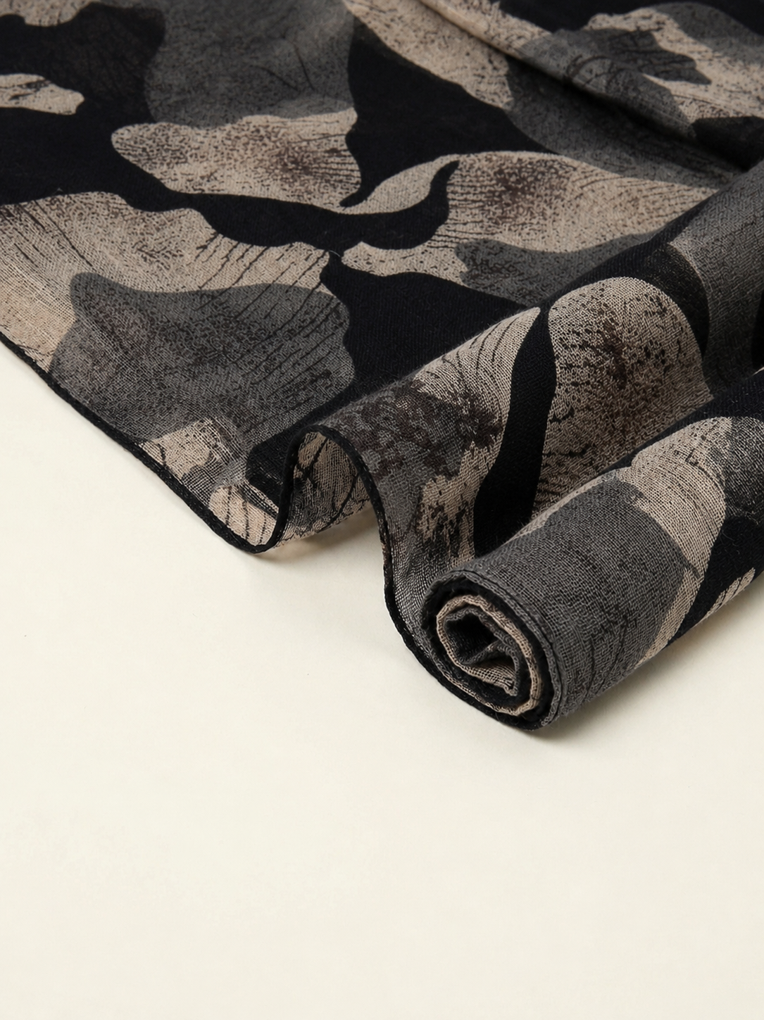 Black Abstract Floral Scarf