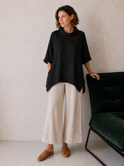 Caro Linen Top Black