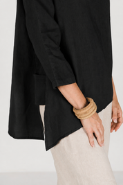 Caro Linen Top Black