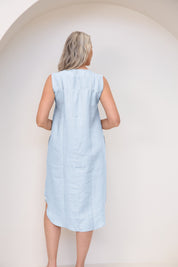 Chloe Linen Dress Ice Blue