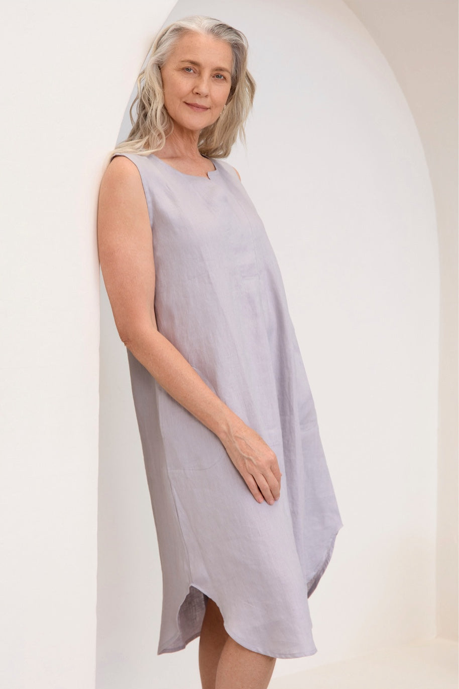 Chloe Linen Dress Silver