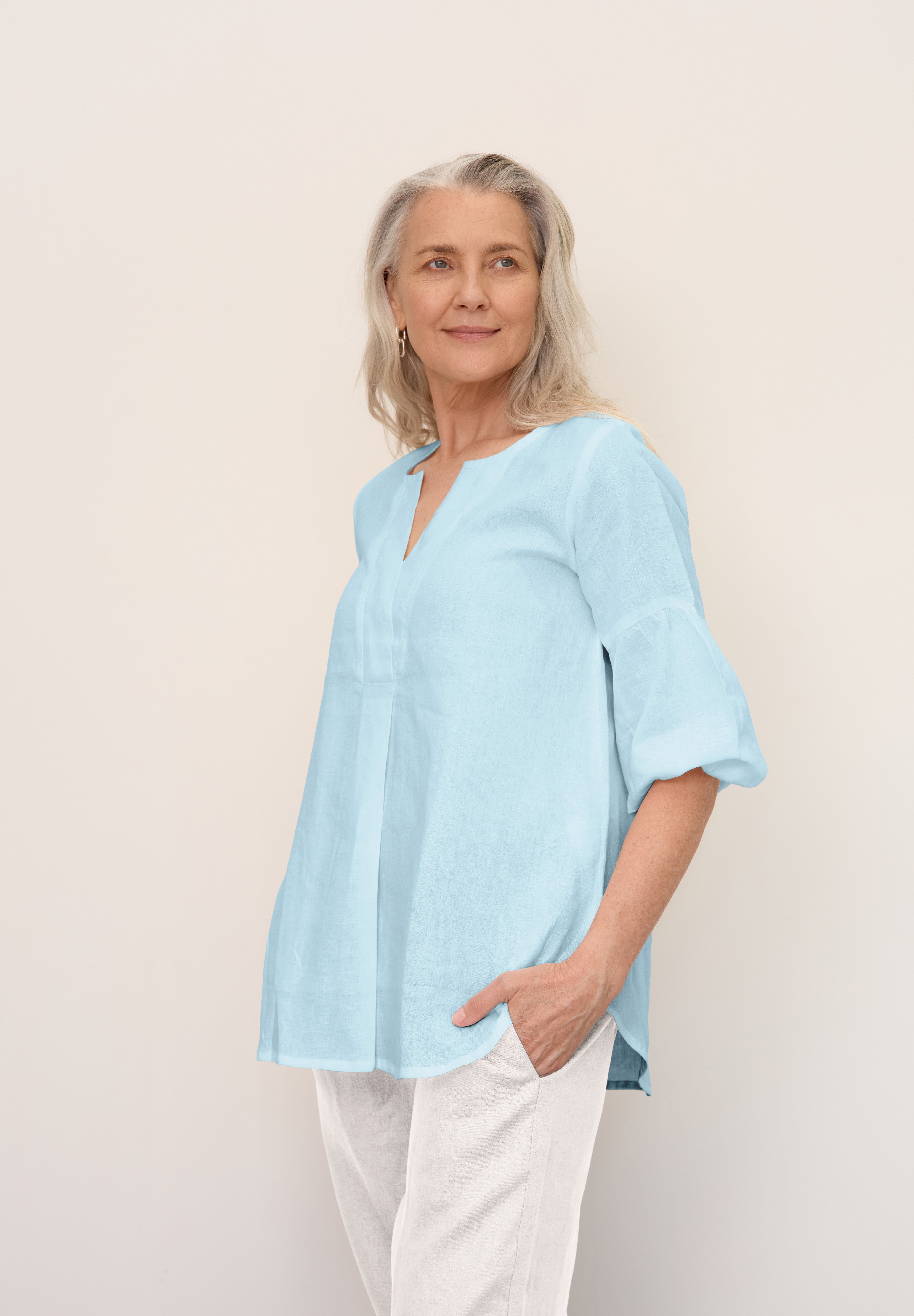 Clancy Linen Top Sea