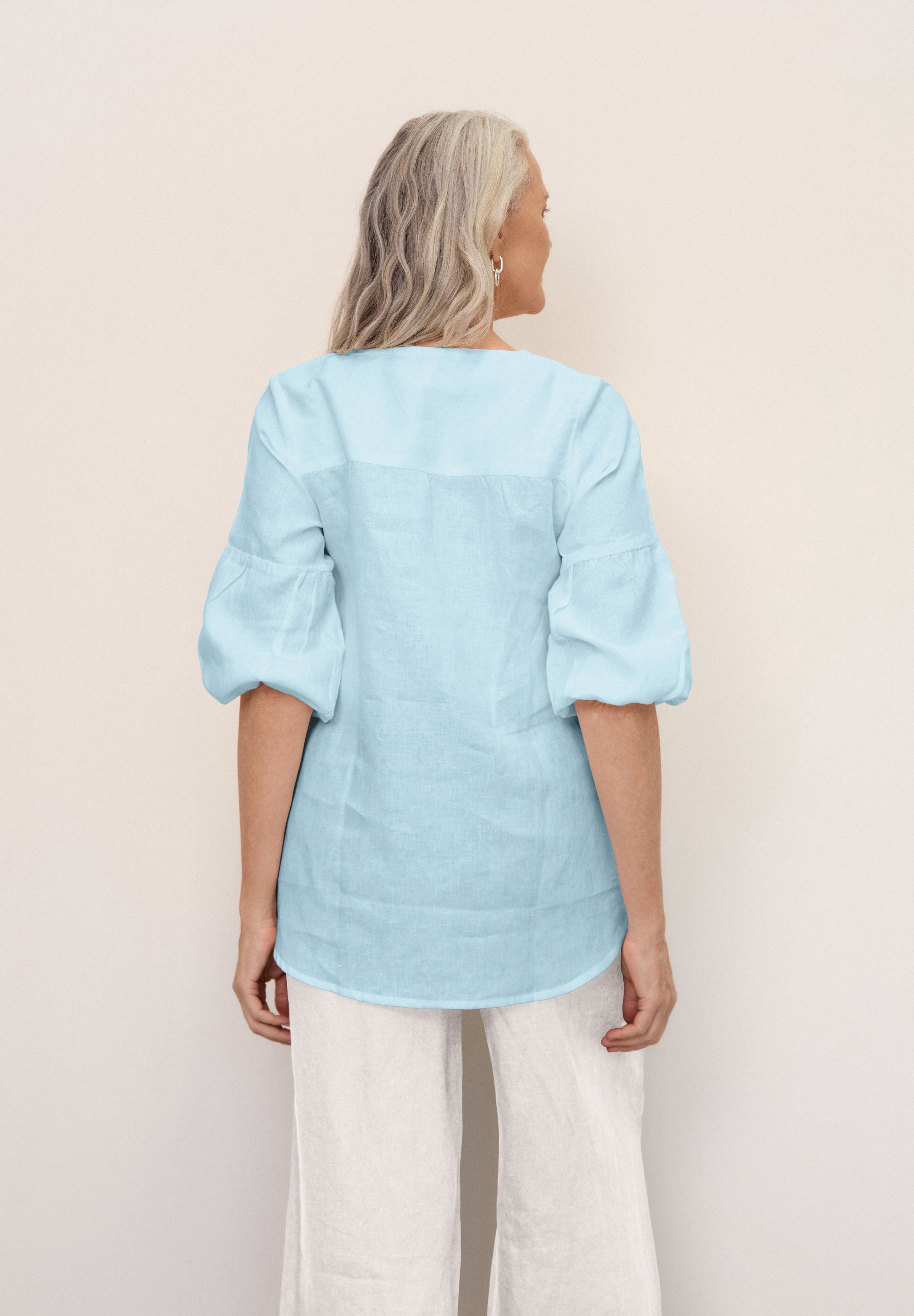 Clancy Linen Top Sea
