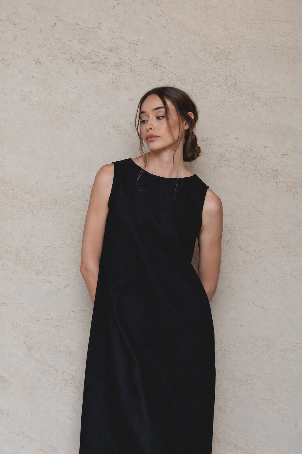 Cynthia Linen Dress Black