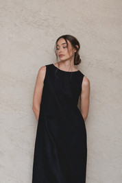 Cynthia Linen Dress Black