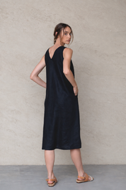 Cynthia Linen Dress Black