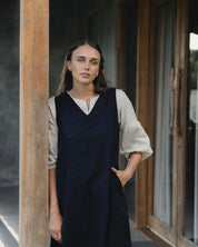 Cynthia Linen Dress Black