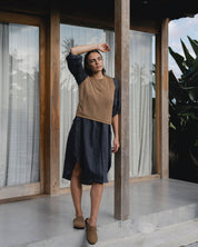 Claudette Linen Dress Charcoal