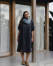 Claudette Linen Dress Charcoal