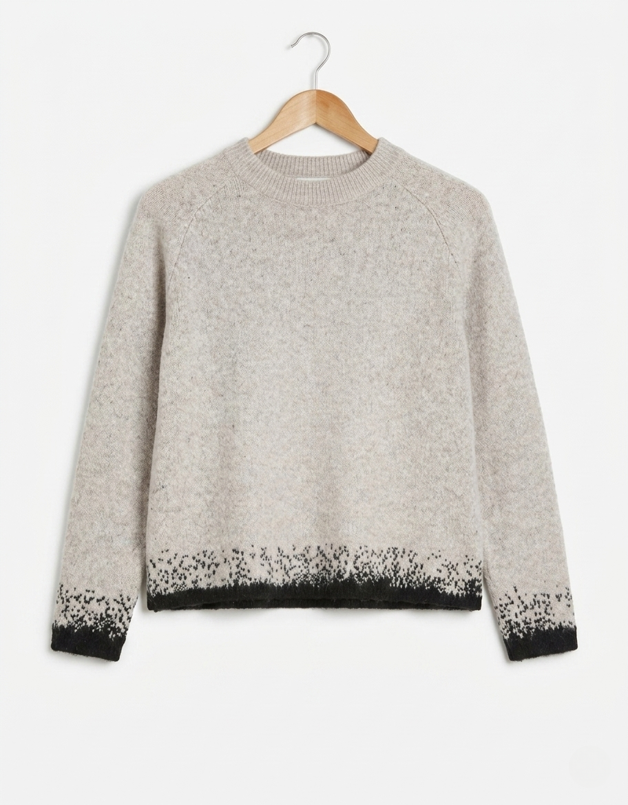 Eden Wool Blend Jumper – Ash with Ink Trim