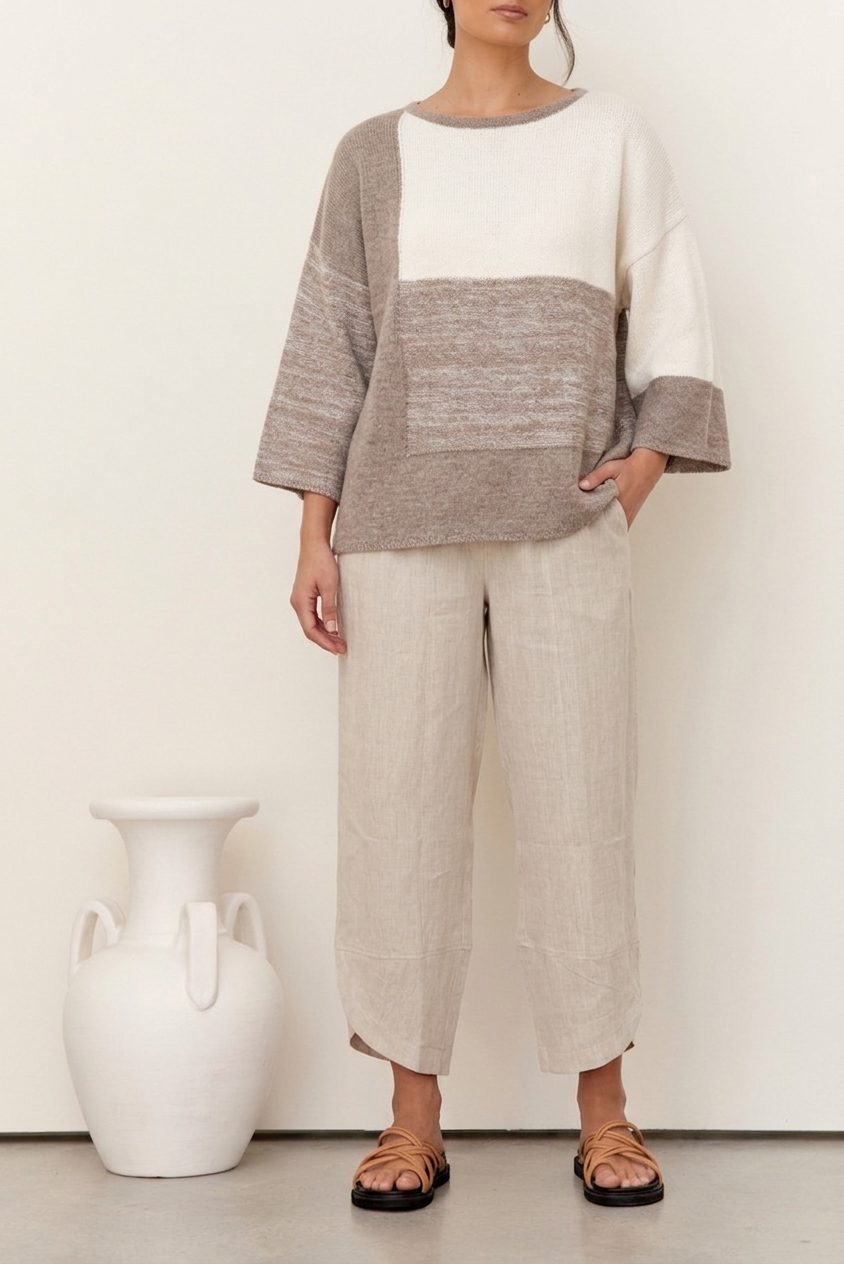 Elodie Natural Colour Block Knit