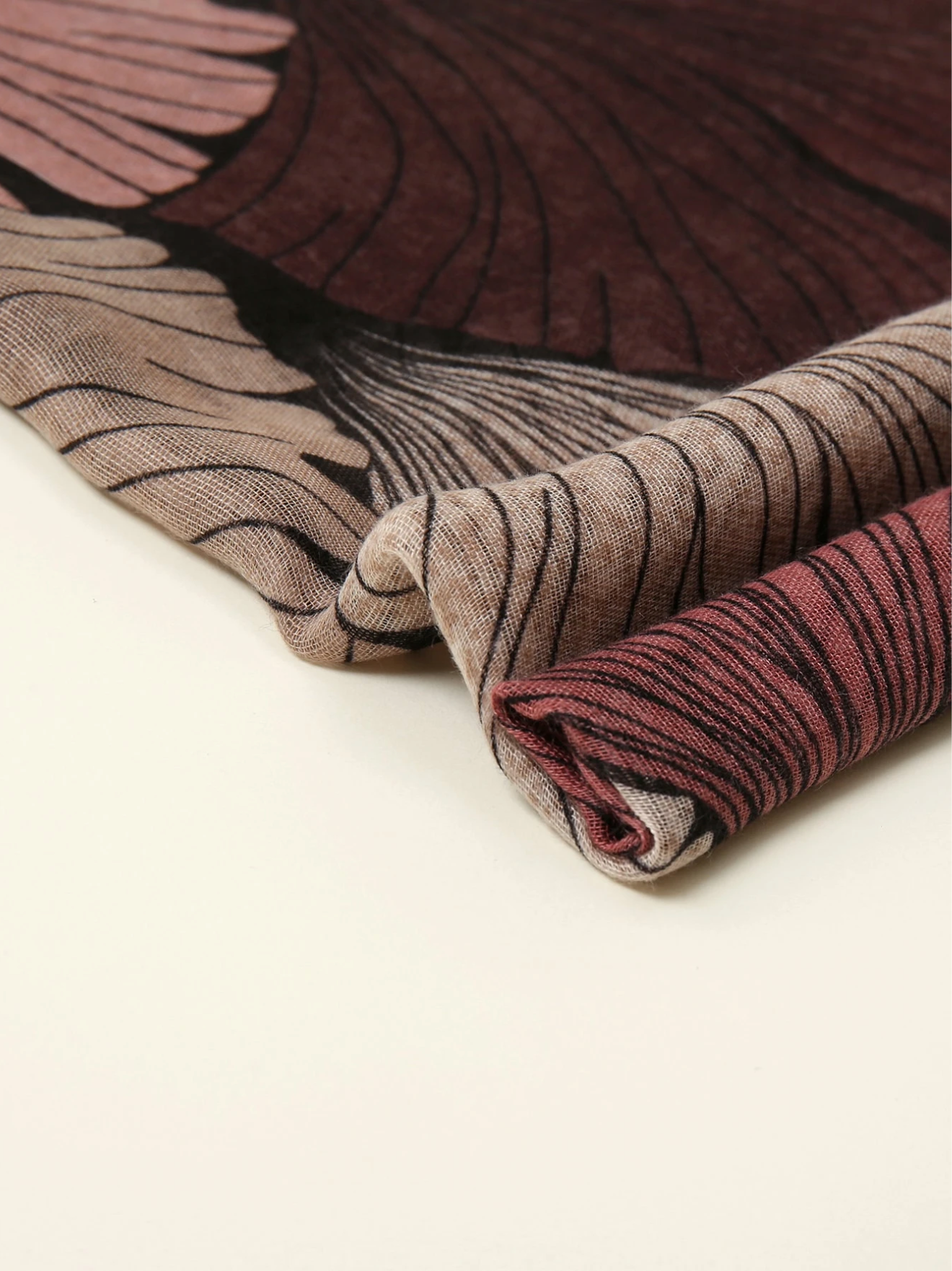 Pink Plum Gingko Scarf