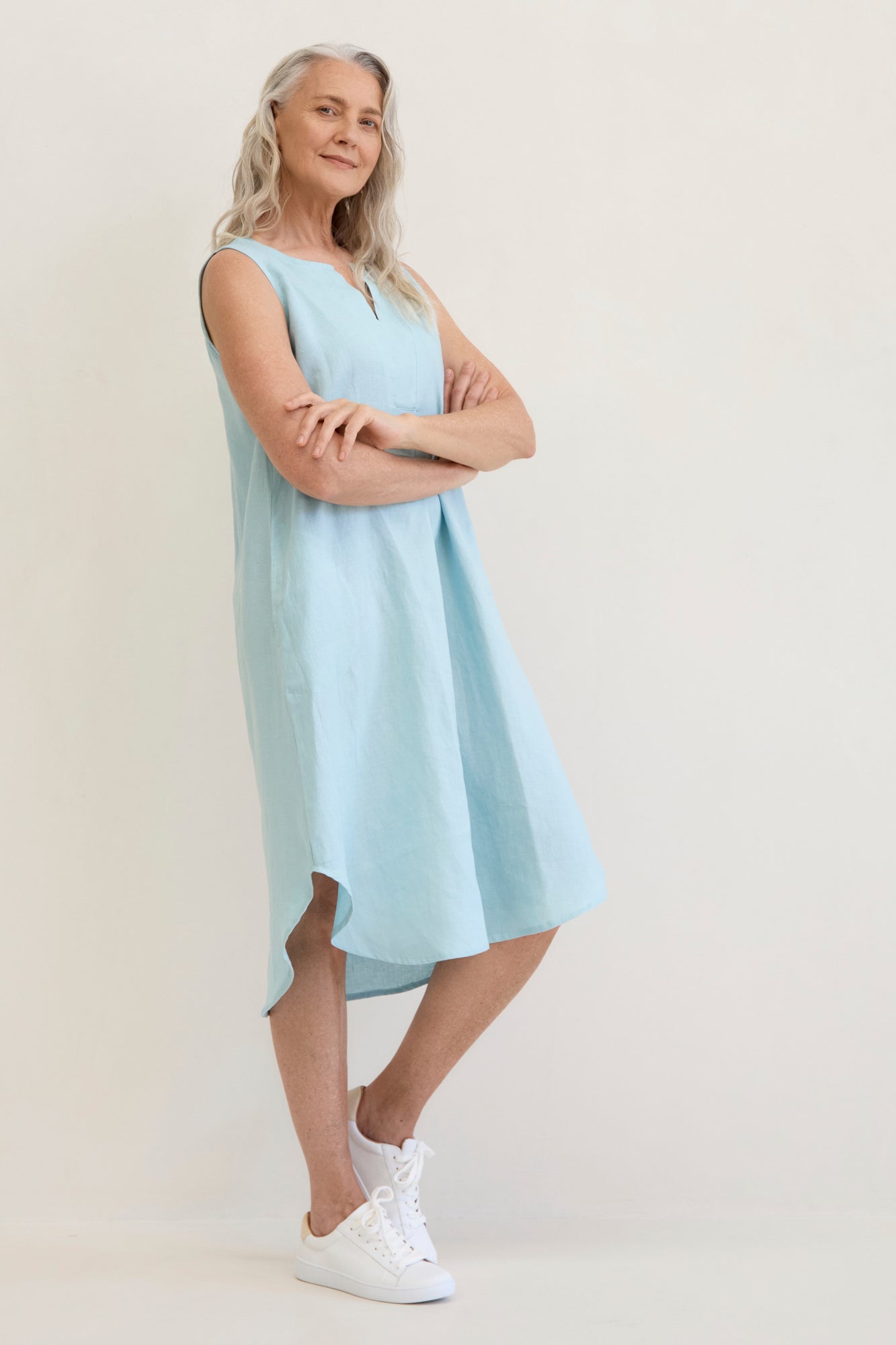 Chloe Linen Dress Sea