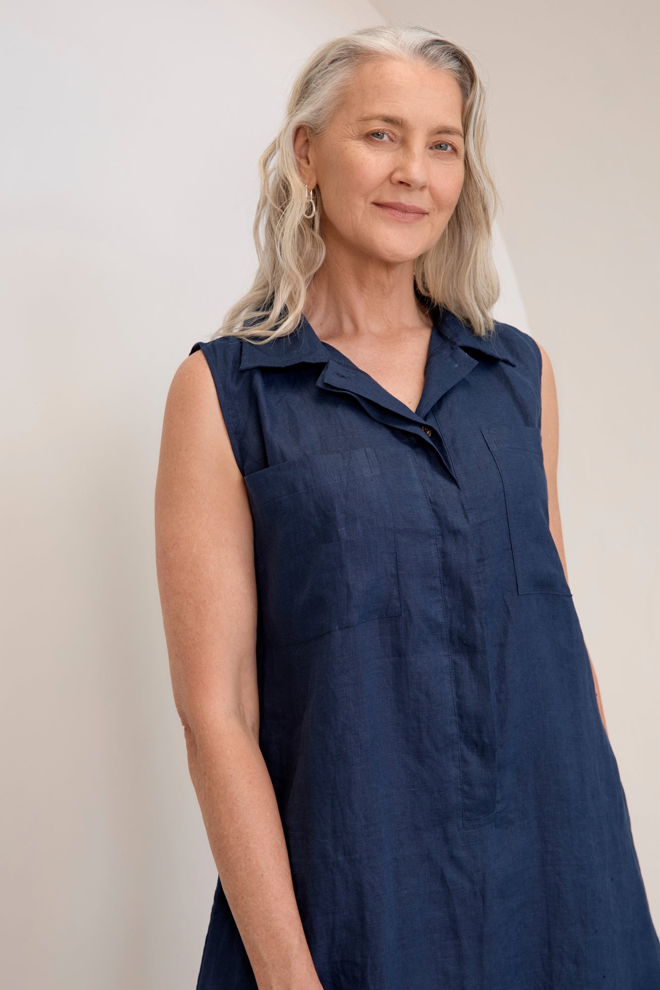 Samara Linen Dress Navy