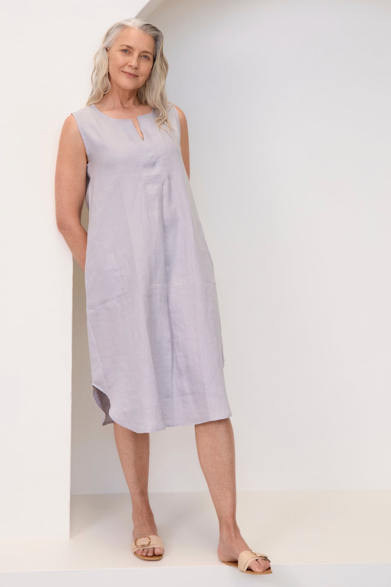 Chloe Linen Dress Silver