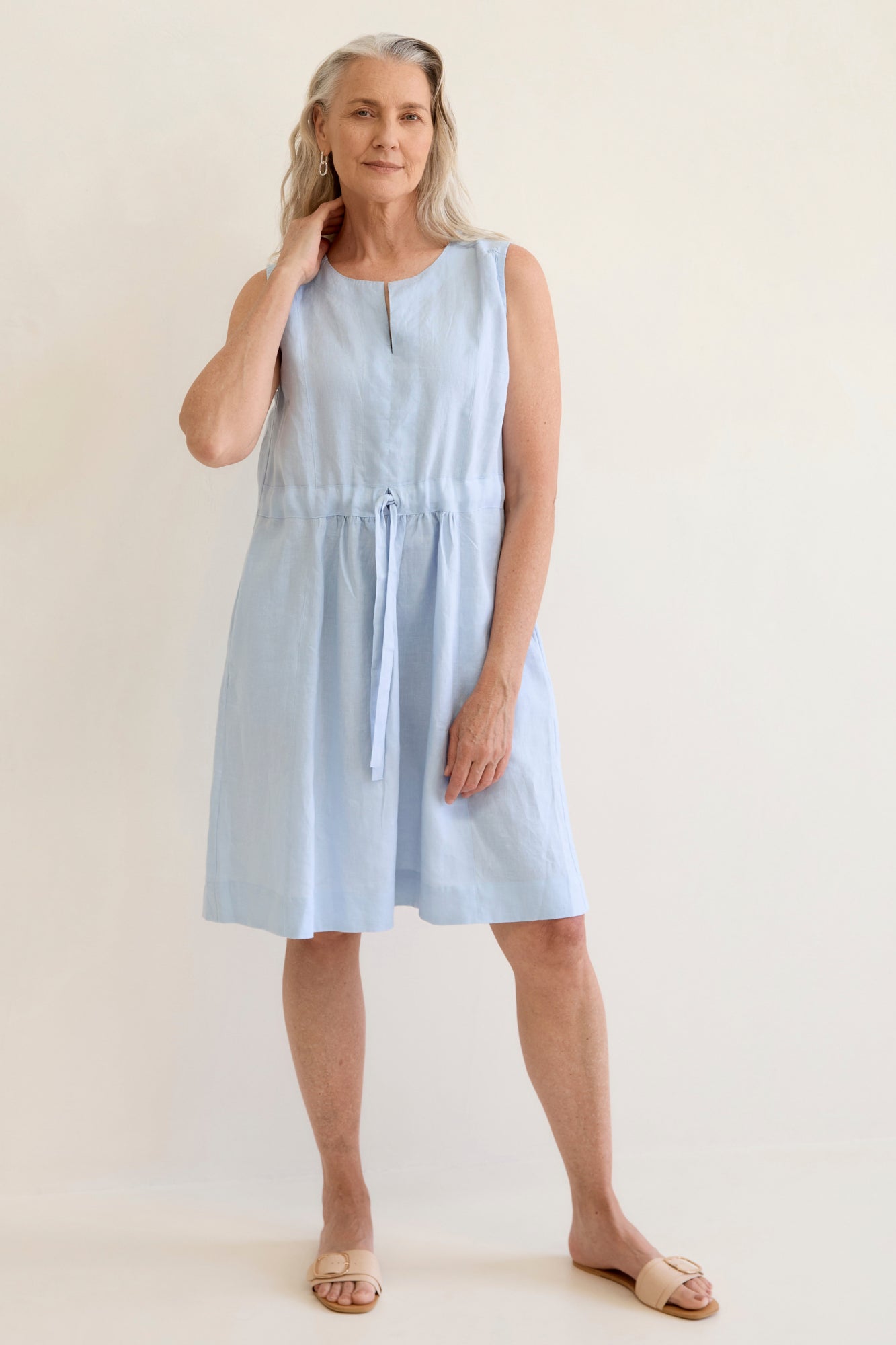 Nia Linen Dress Ice Blue