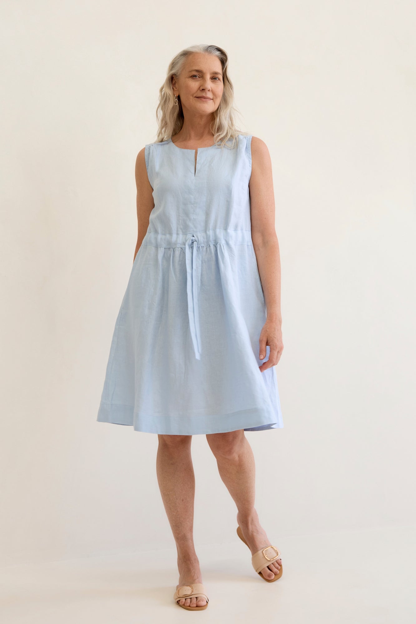 Nia Linen Dress Ice Blue
