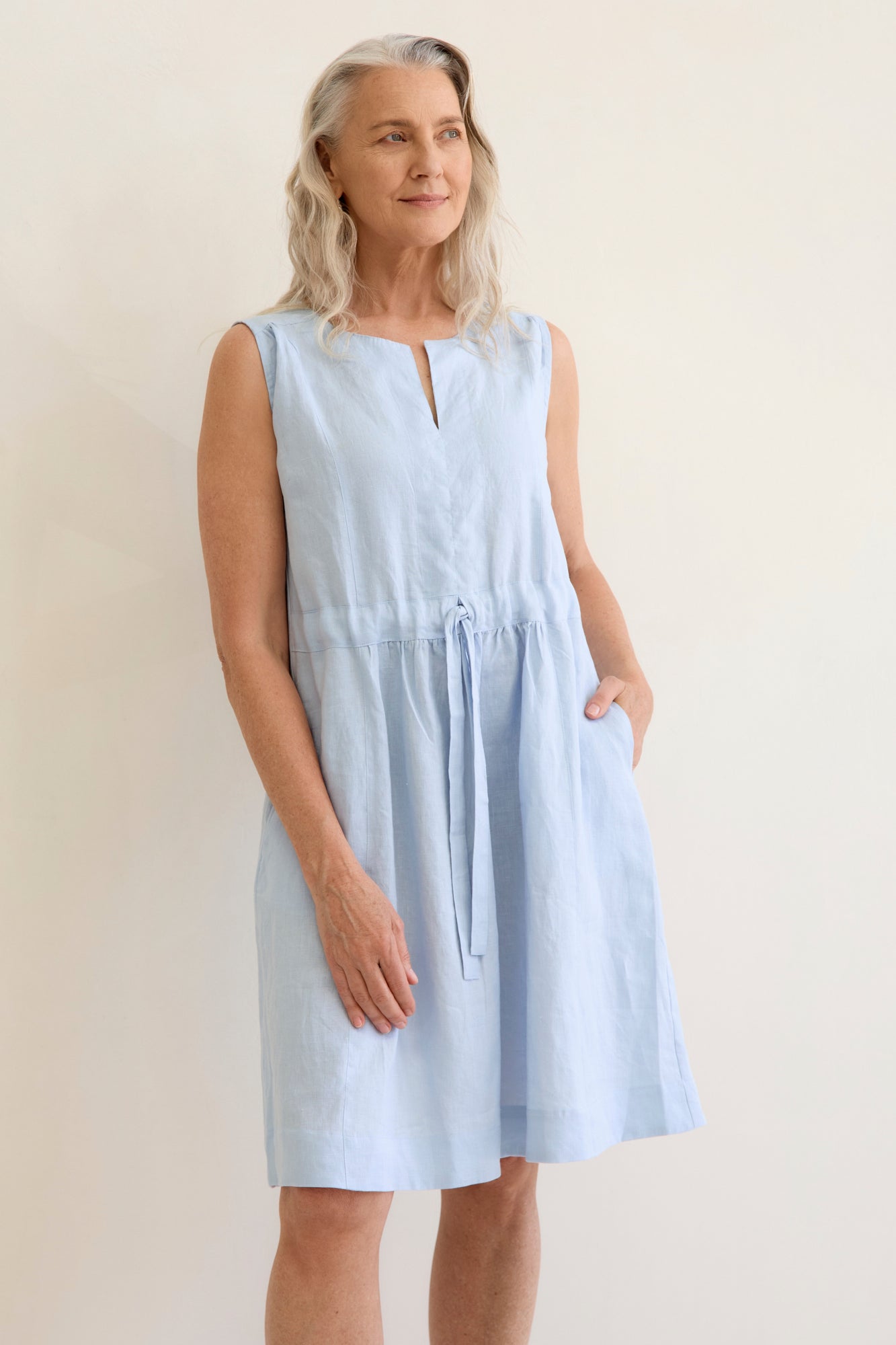 Nia Linen Dress Ice Blue