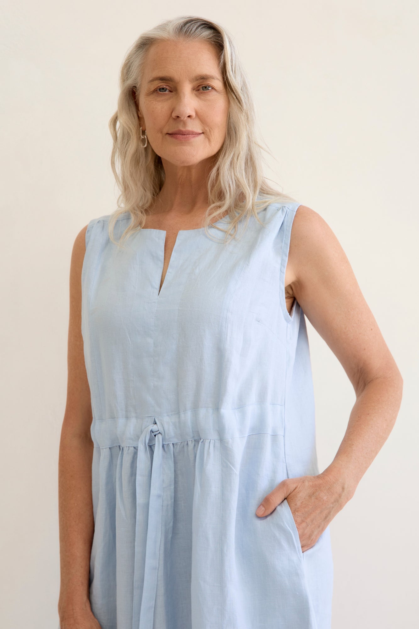 Nia Linen Dress Ice Blue
