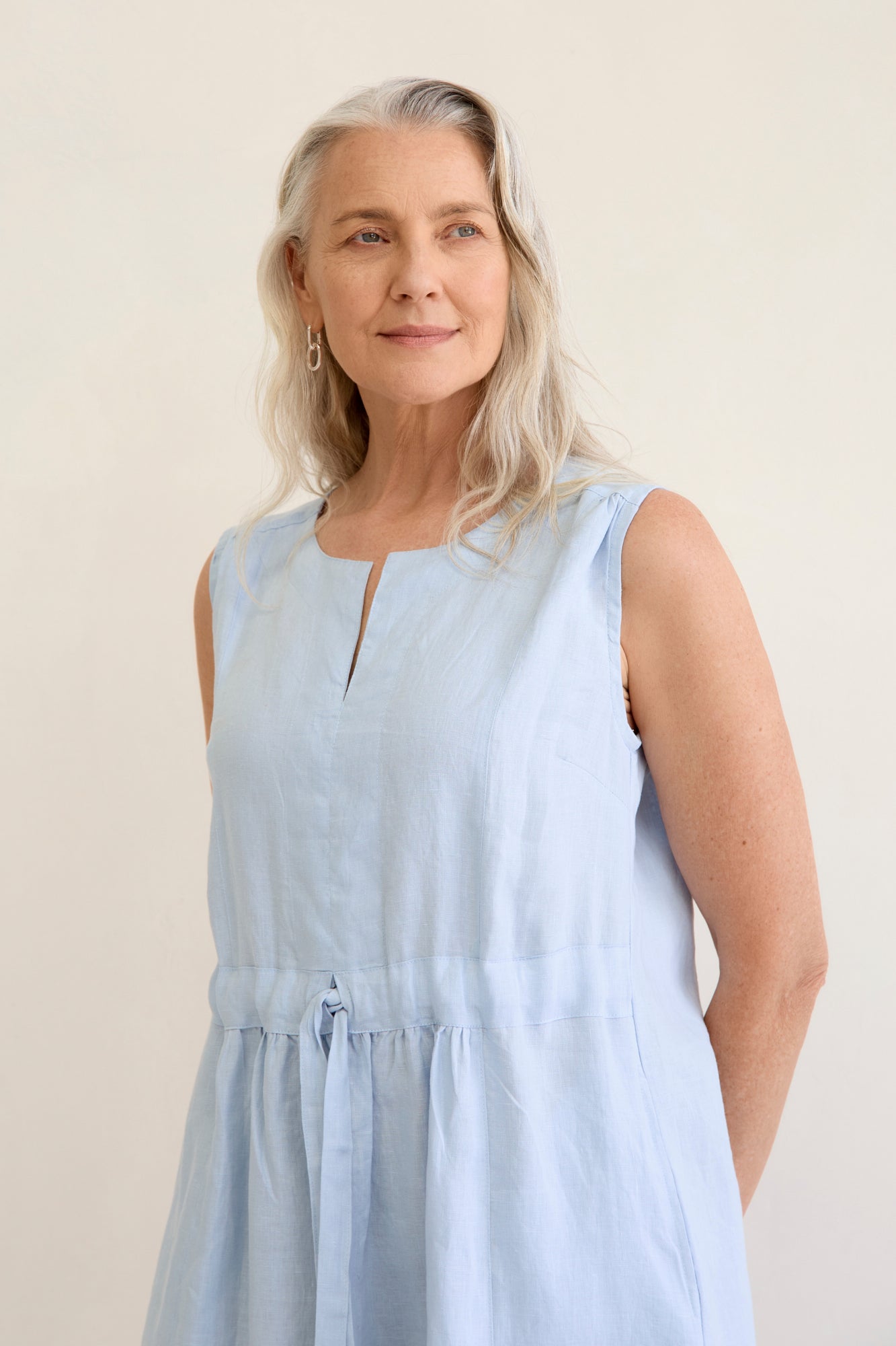 Nia Linen Dress Ice Blue
