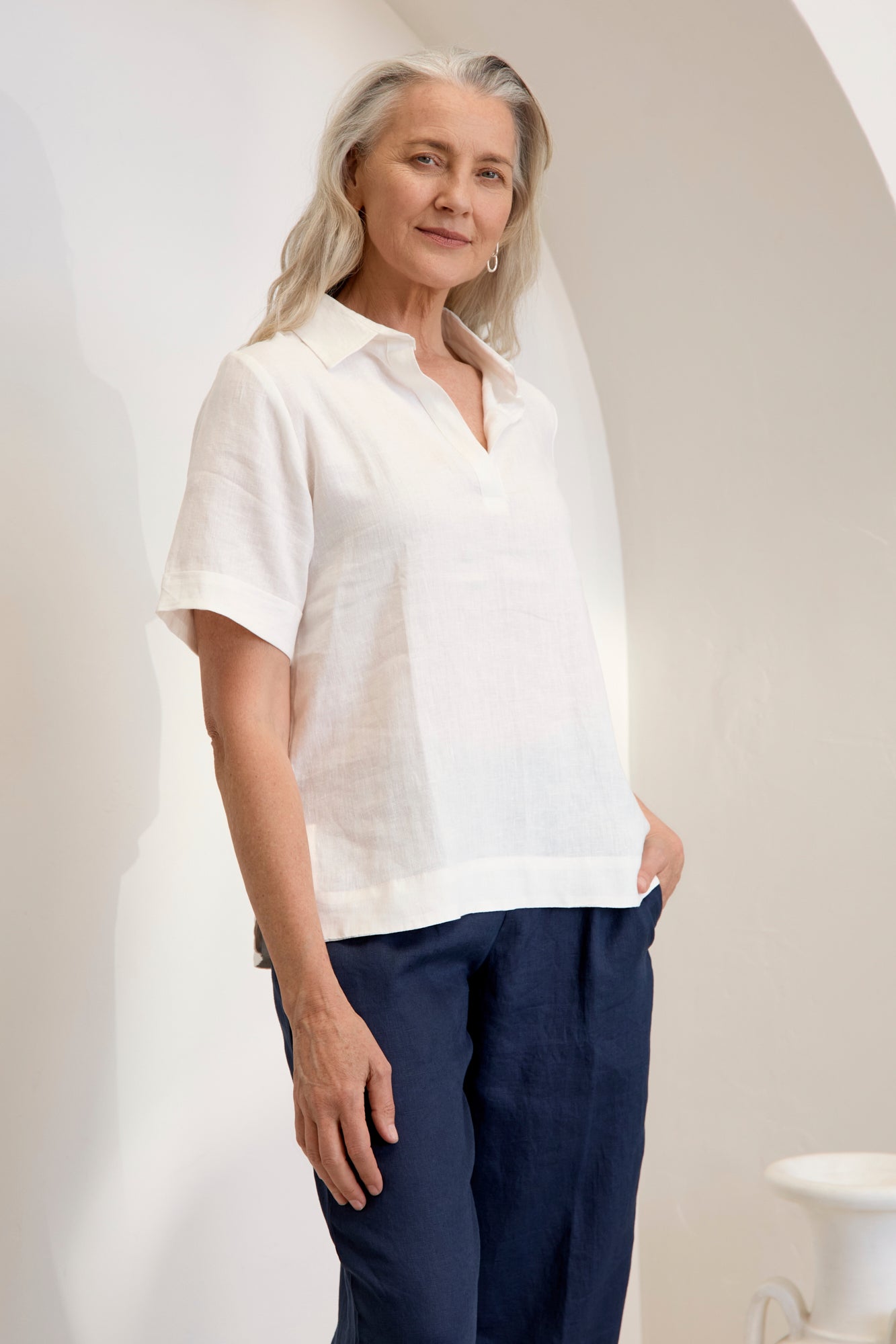 Tana Linen Top Warm White