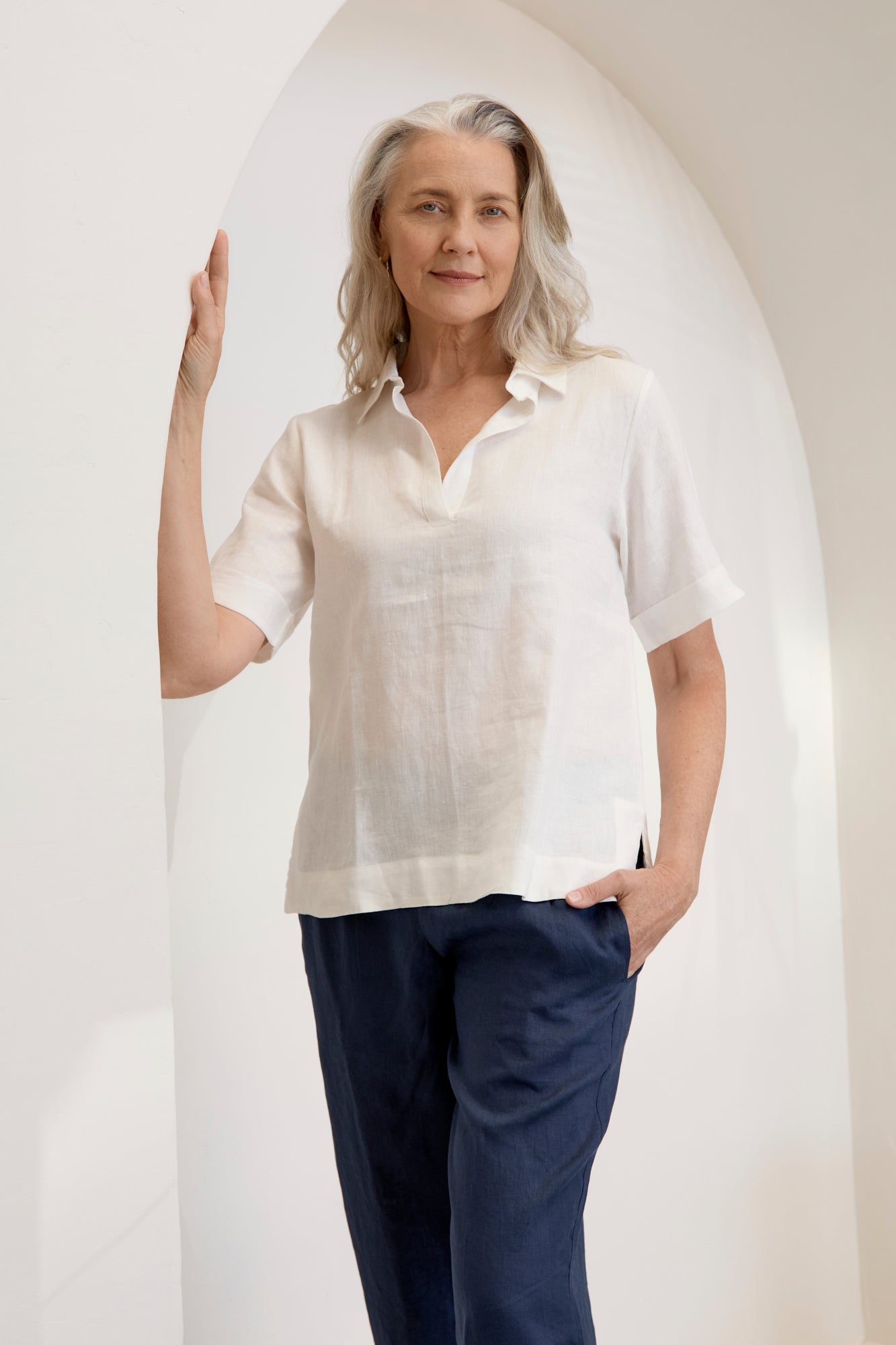 Tana Linen Top Warm White