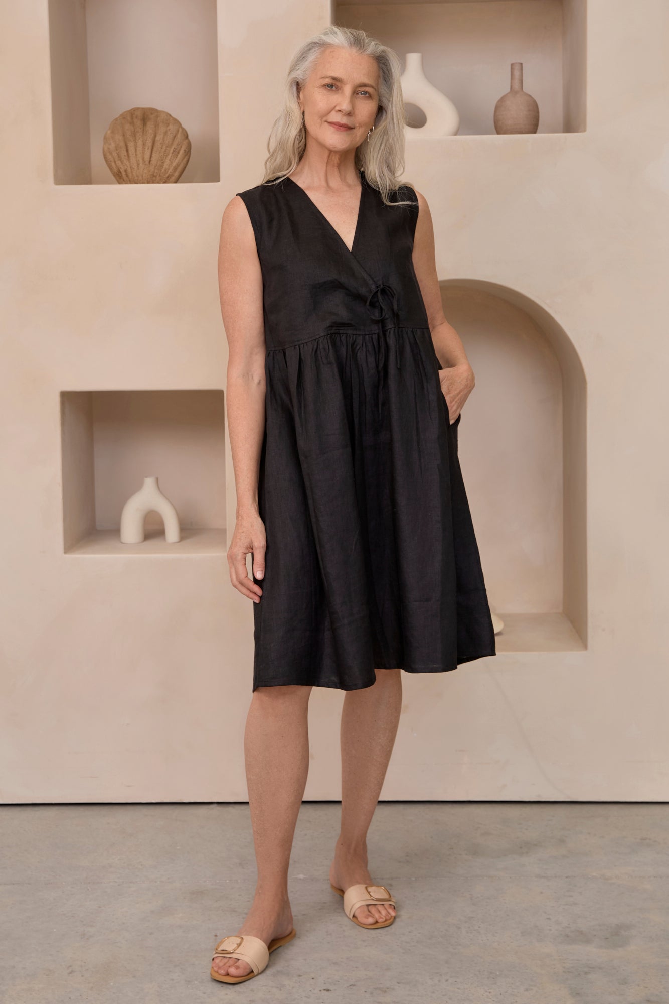 Tatum Linen Dress Black
