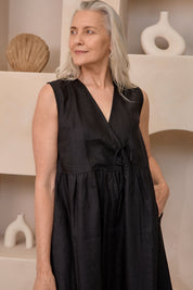Tatum Linen Dress Black