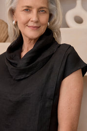 Hazel Linen Top Black