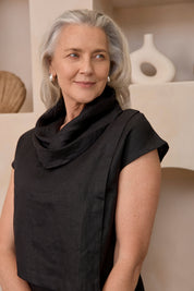 Hazel Linen Top Black