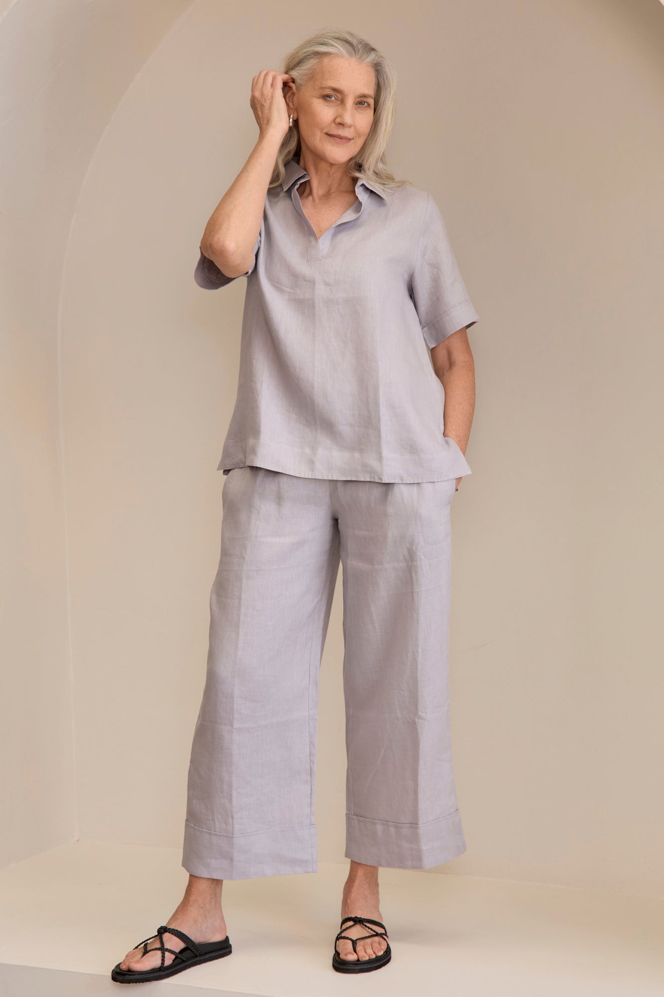 Tana Linen Top Silver
