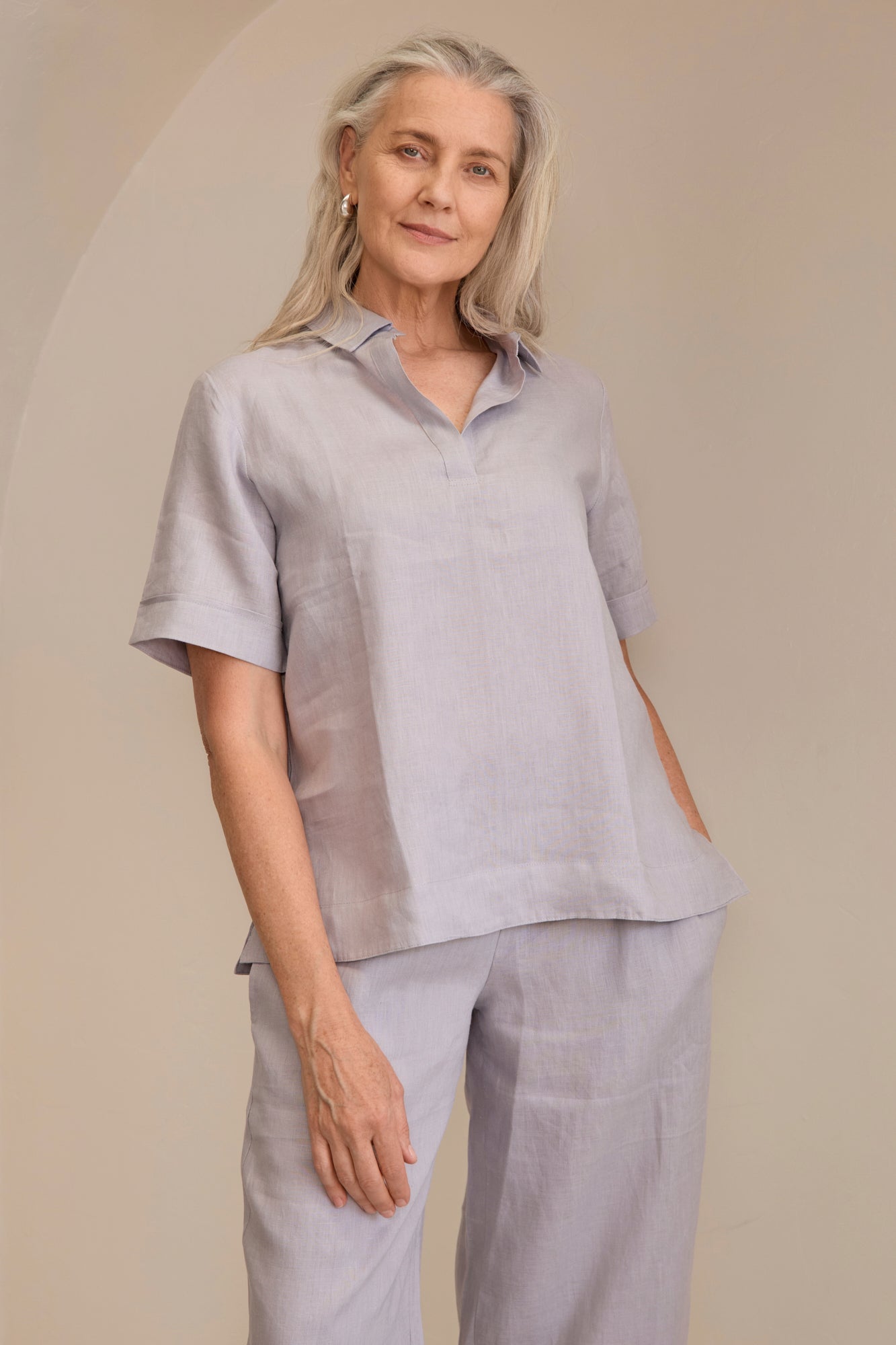 Tana Linen Top Silver