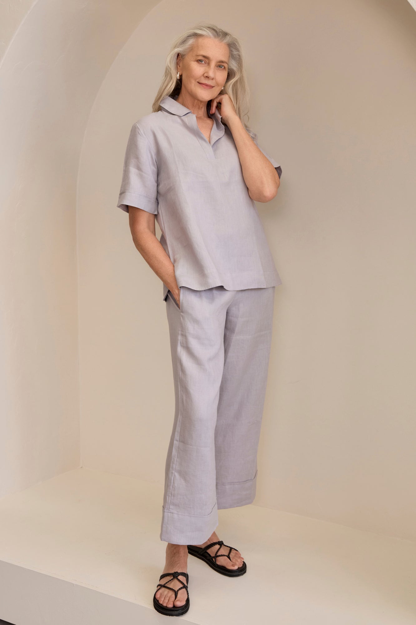 Tana Linen Top Silver