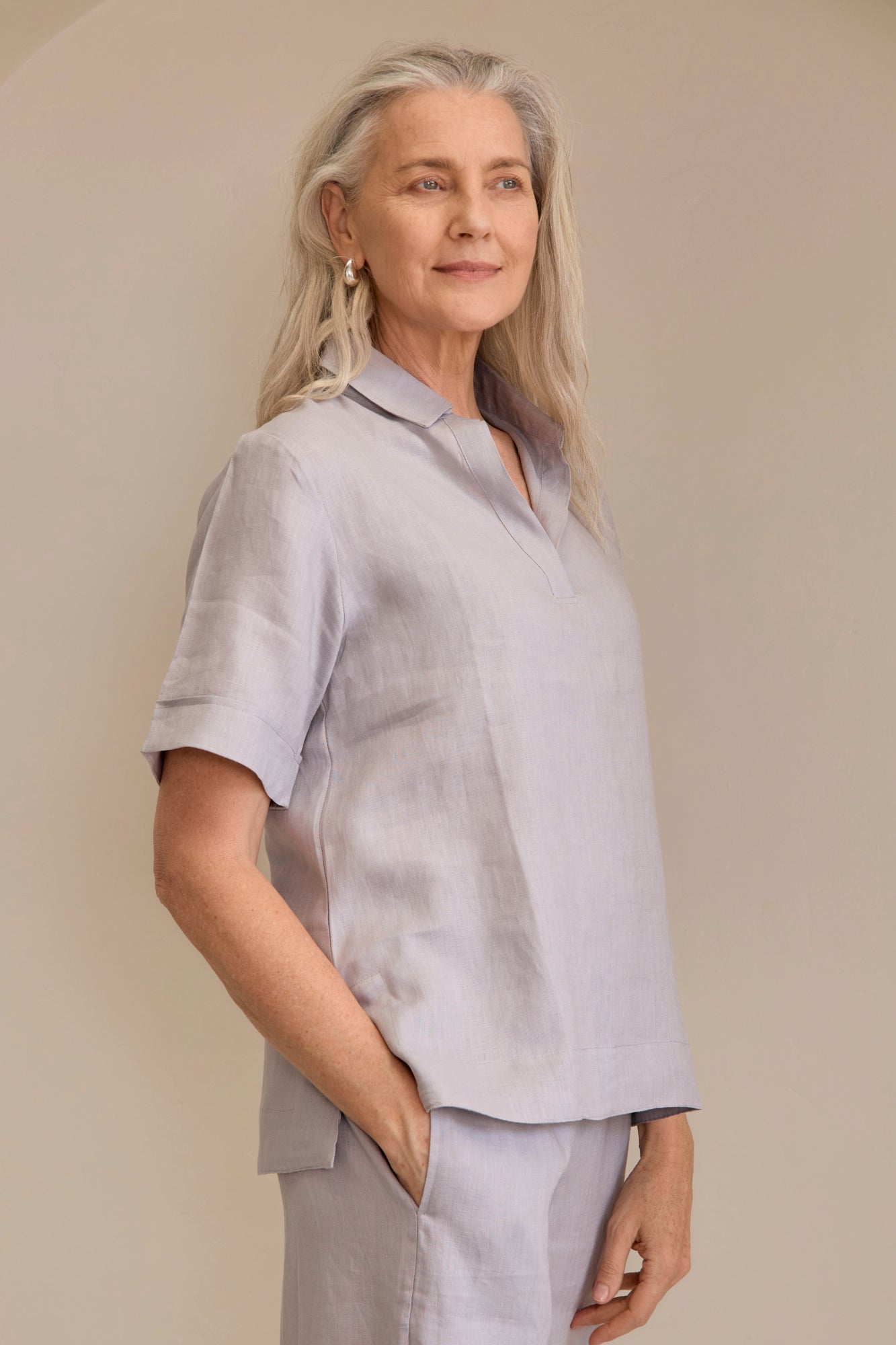Tana Linen Top Silver