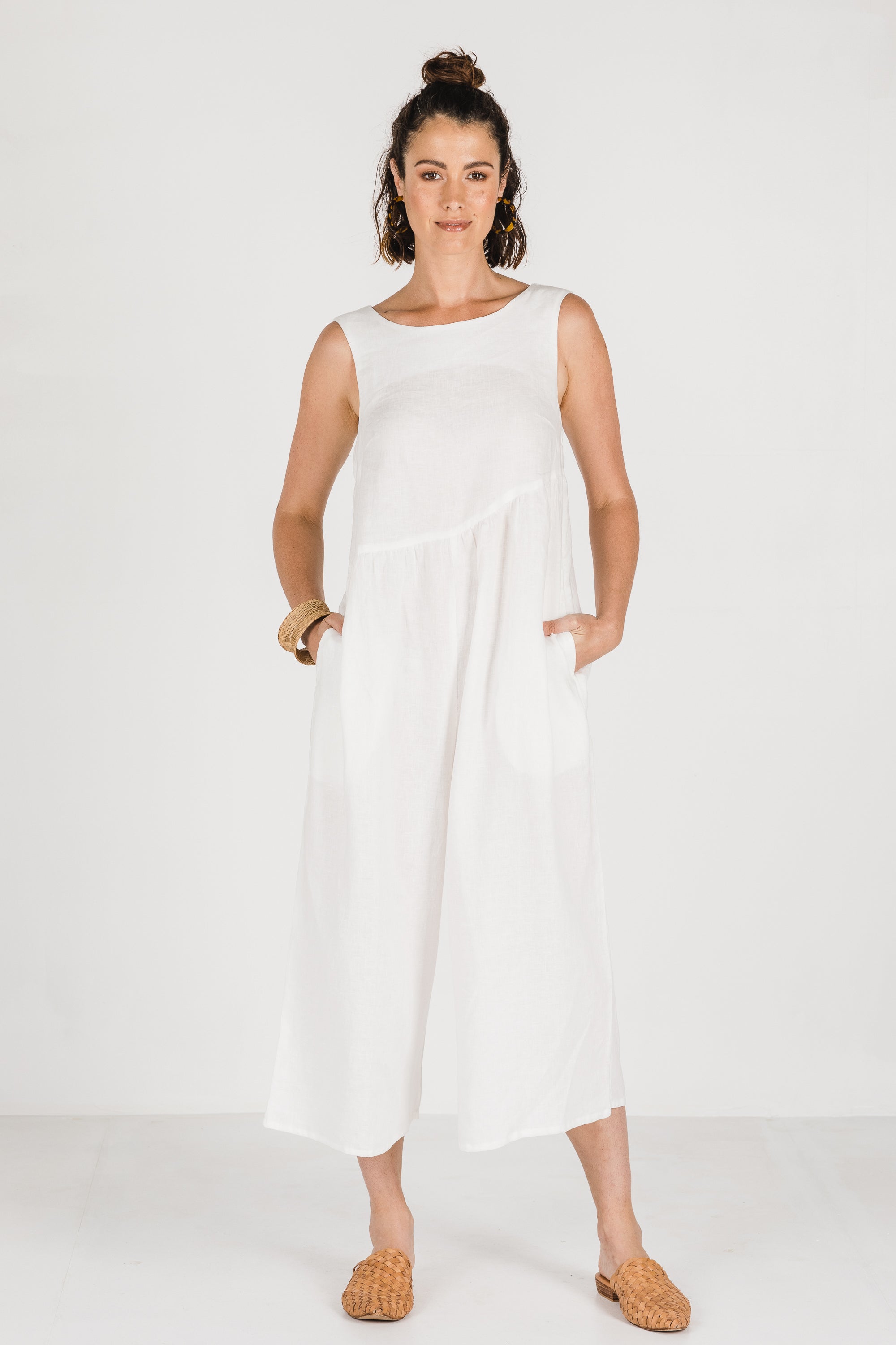 Dee Linen Jumpsuit Warm White