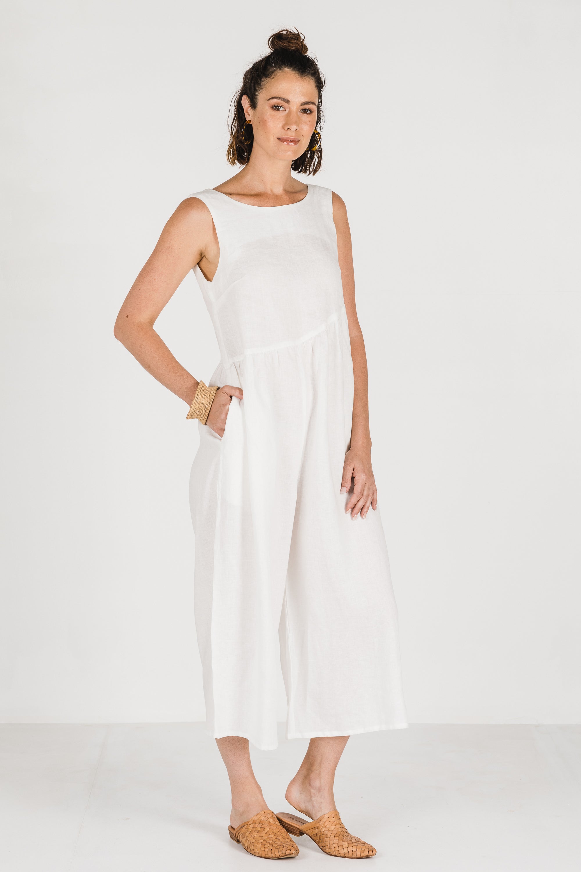 Dee Linen Jumpsuit Warm White